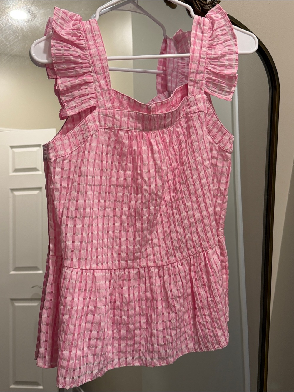 THML Pink Ruffle Strap Tank Top